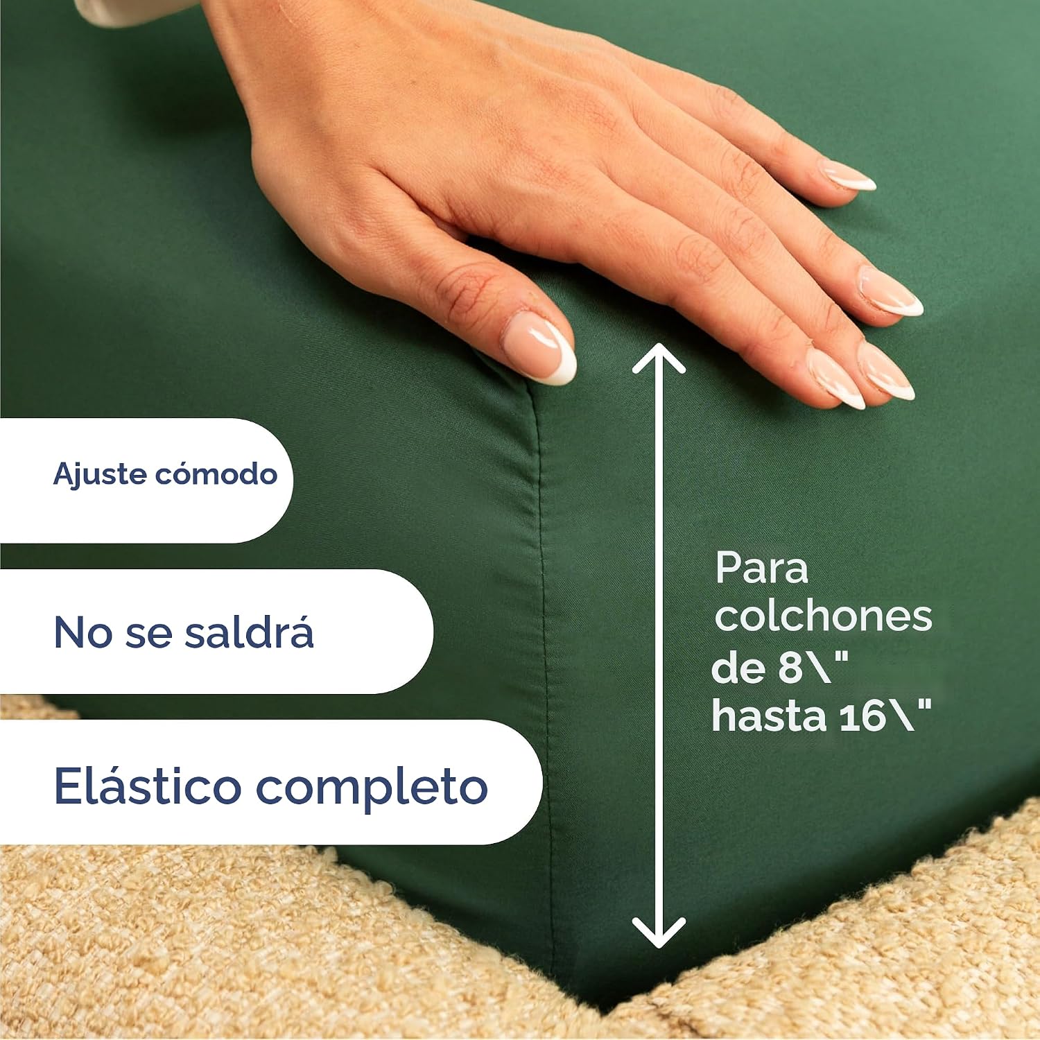 JUEGO DE SÁBANAS QUEEN 4 PIEZAS CGK UNLIMITED MICROFIBRA VERDE ESMERALDA - 3