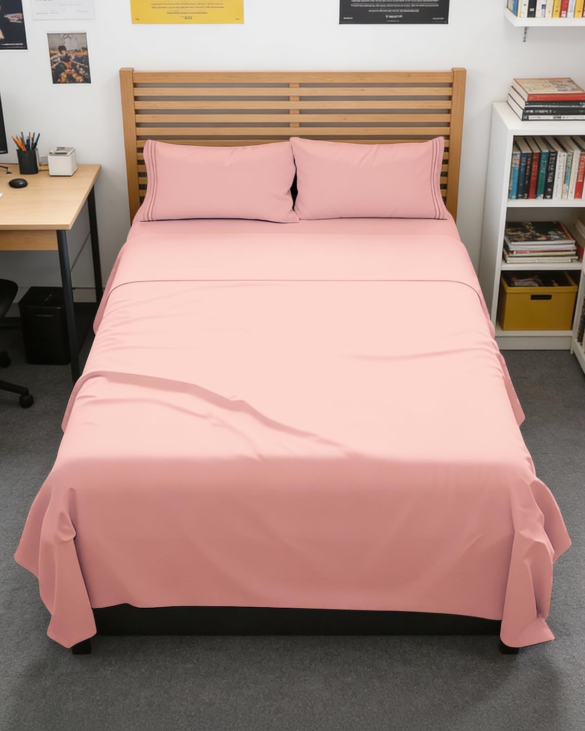 JUEGO DE SÁBANAS FULL XL 4 PIEZAS CGK UNLIMITED ROSA BEBÉ - 1