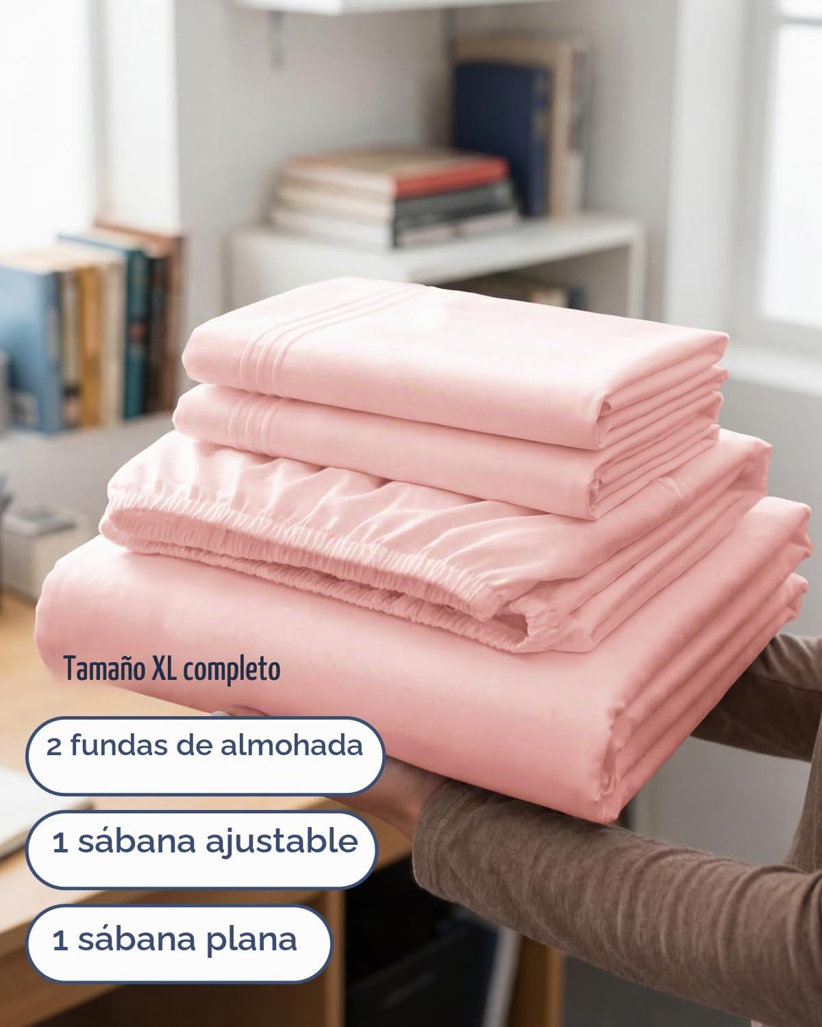 JUEGO DE SÁBANAS FULL XL 4 PIEZAS CGK UNLIMITED ROSA BEBÉ - 3