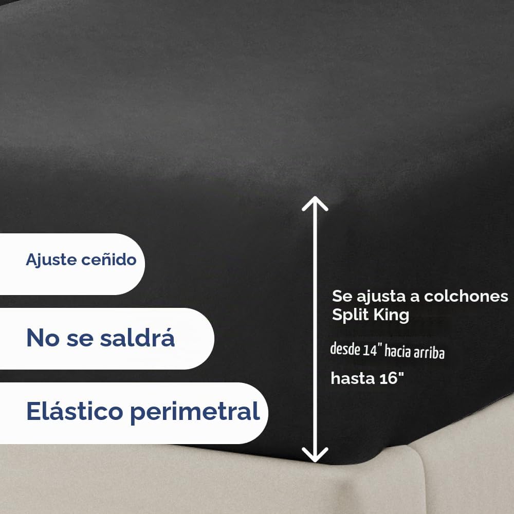 JUEGO DE SÁBANAS CGK UNLIMITED SPLIT HEAD KING 4 PIEZAS NEGRO - 5