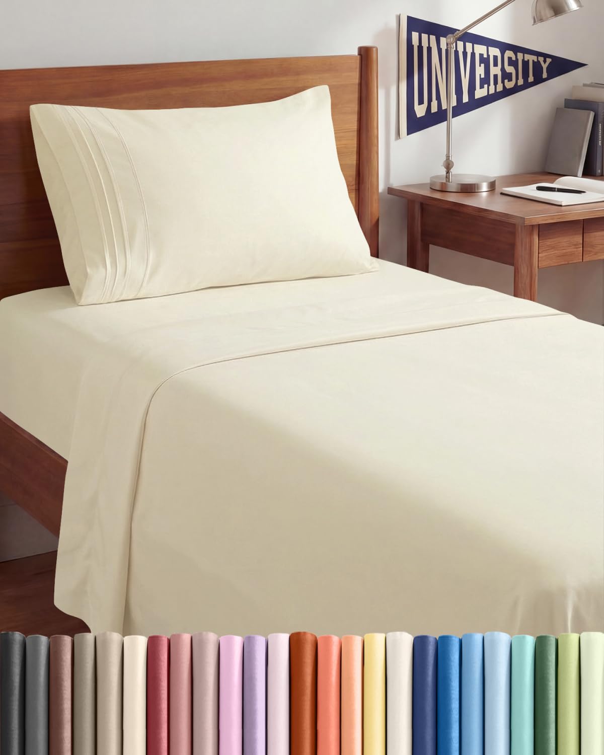 JUEGO DE SÁBANAS TWIN XL 3 PIEZAS MICROFIBRA OFF WHITE - 1