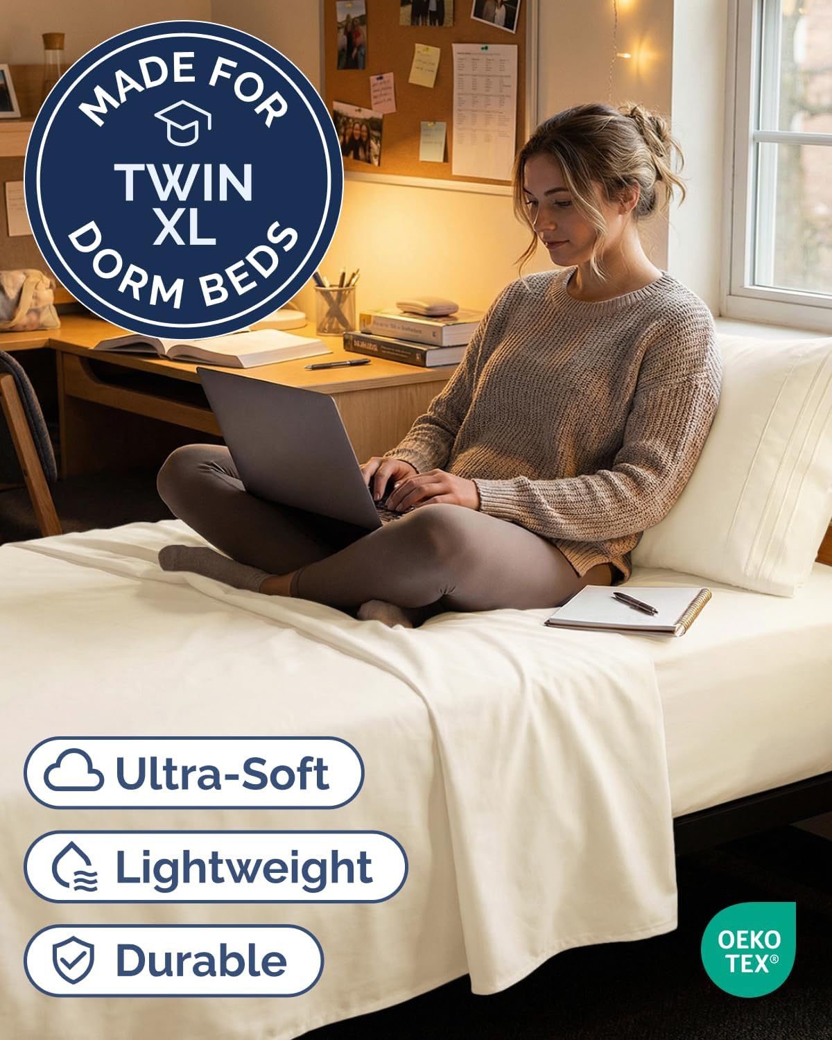 JUEGO DE SÁBANAS TWIN XL 3 PIEZAS MICROFIBRA OFF WHITE - 2