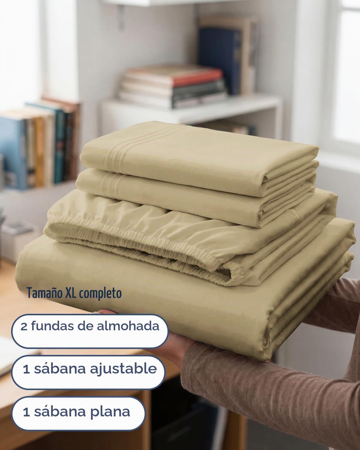 JUEGO DE SÁBANAS FULL XL 4 PIEZAS CGK UNLIMITED BEIGE - 3