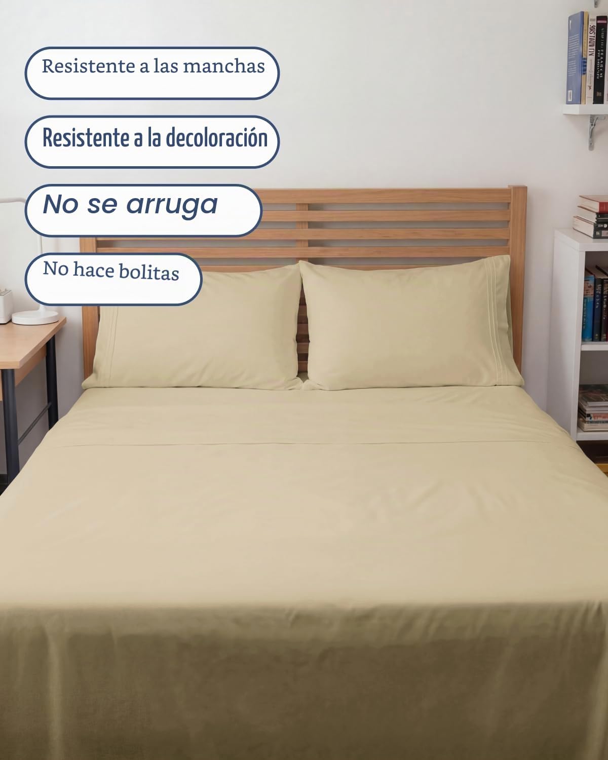 JUEGO DE SÁBANAS FULL XL 4 PIEZAS CGK UNLIMITED BEIGE - 5