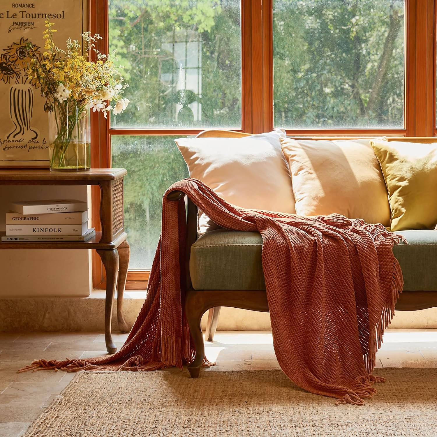 MANTA LIFEIN CHENILLE TEJIDA NARANJA ÓXIDO 50 X 60 PULGADAS - 2