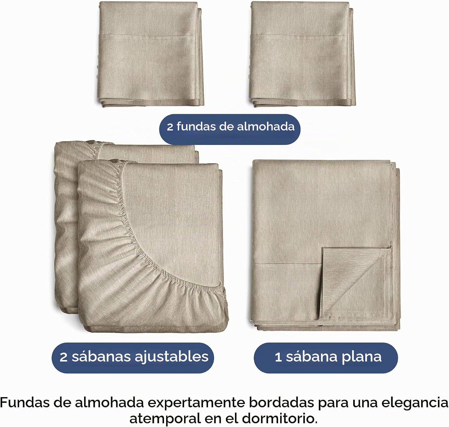 JUEGO DE SÁBANAS SPLIT KING 5 PIEZAS CGK UNLIMITED BEIGE - 2