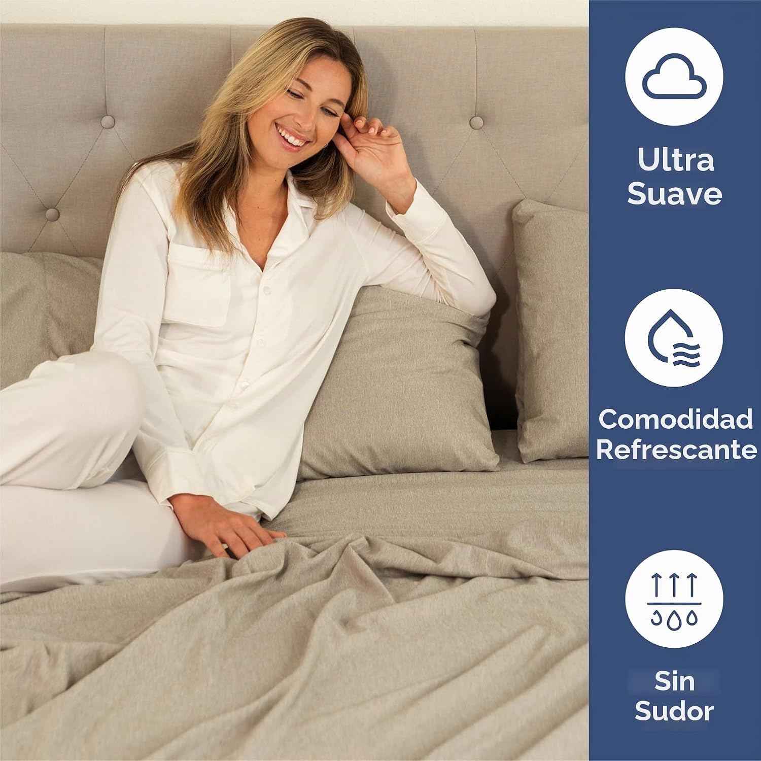 JUEGO DE SÁBANAS SPLIT KING 5 PIEZAS CGK UNLIMITED BEIGE - 4