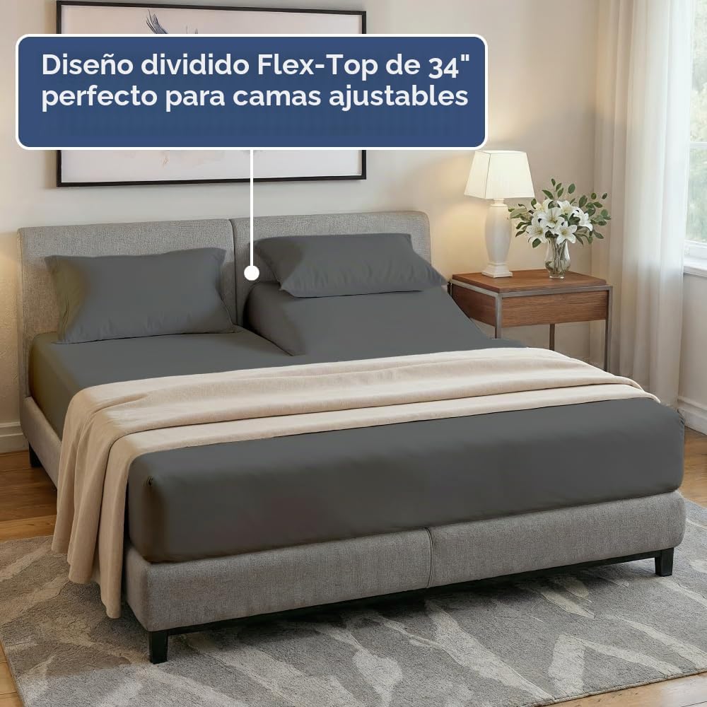JUEGO DE SÁBANAS SPLIT KING CGK UNLIMITED 4 PIEZAS CHARCOAL - 4