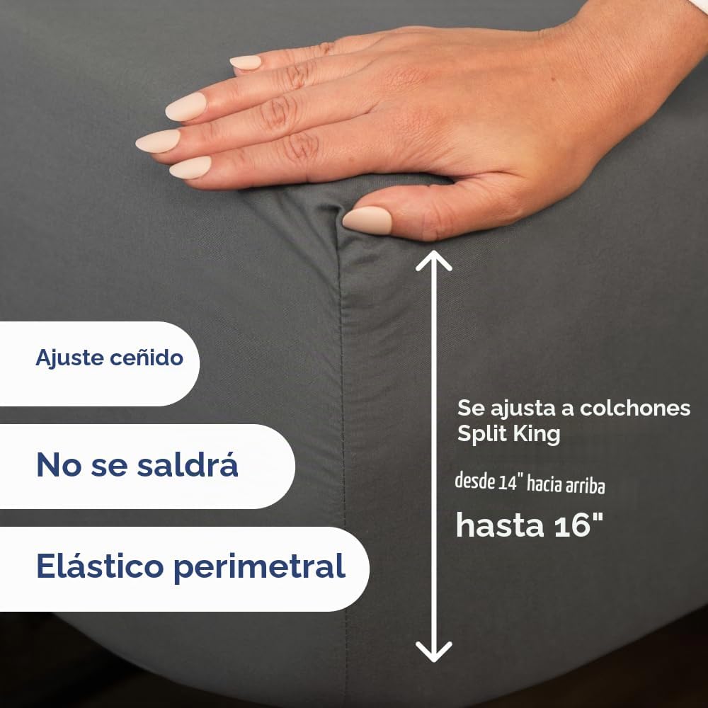 JUEGO DE SÁBANAS SPLIT KING CGK UNLIMITED 4 PIEZAS CHARCOAL - 5
