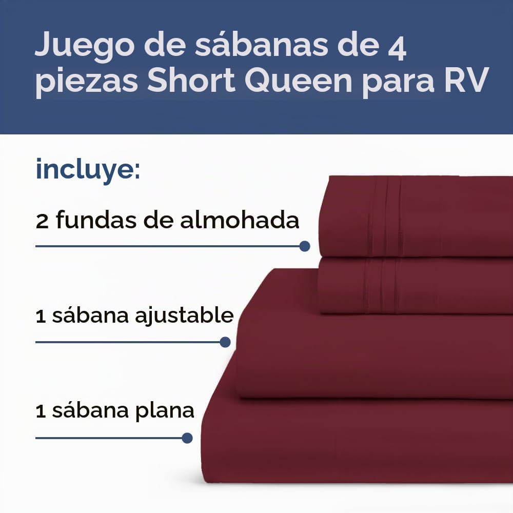 JUEGO DE SÁBANAS SHORT QUEEN 4 PIEZAS CGK UNLIMITED BURDEO - 2