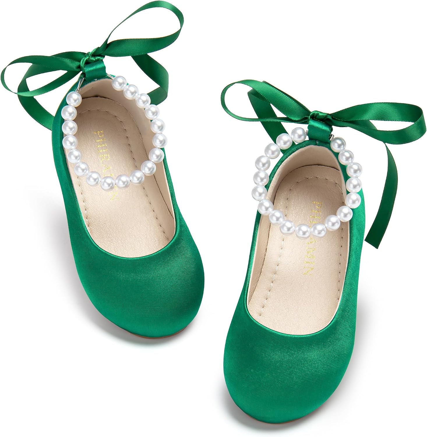 ZAPATOS PLANOS PHIRAMIN PARA NIÑA CON DISEÑO FLORAL Y CORREA PERLA VERDE - 1