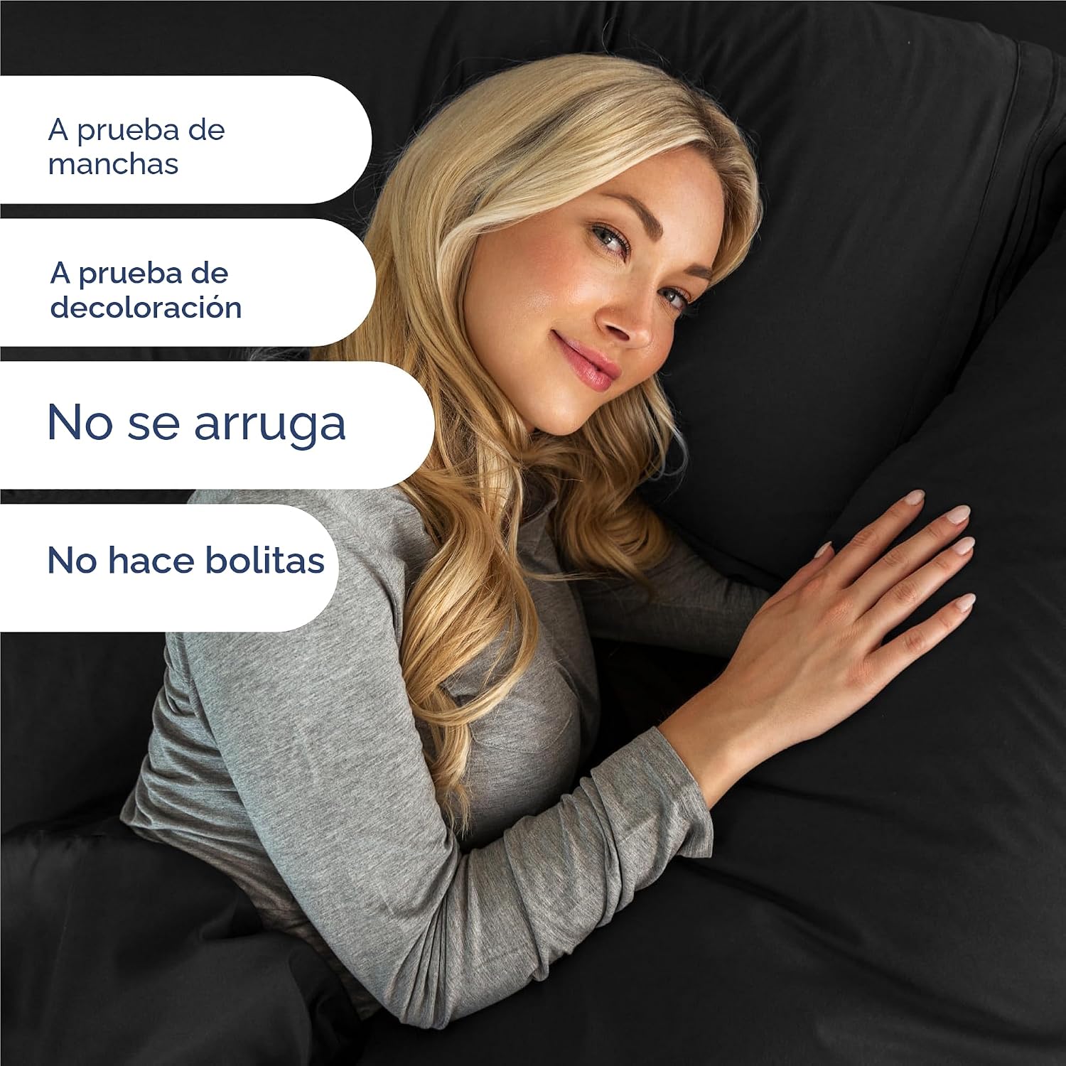 JUEGO DE SÁBANAS FULL SIZE 4 PIEZAS MICROFIBRA NEGRO - 5