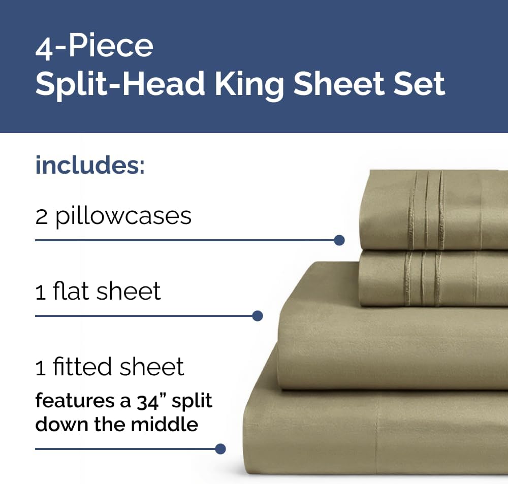 JUEGO DE SÁBANAS SPLIT KING CGK UNLIMITED 4 PIEZAS COLOR CAQUI - 2