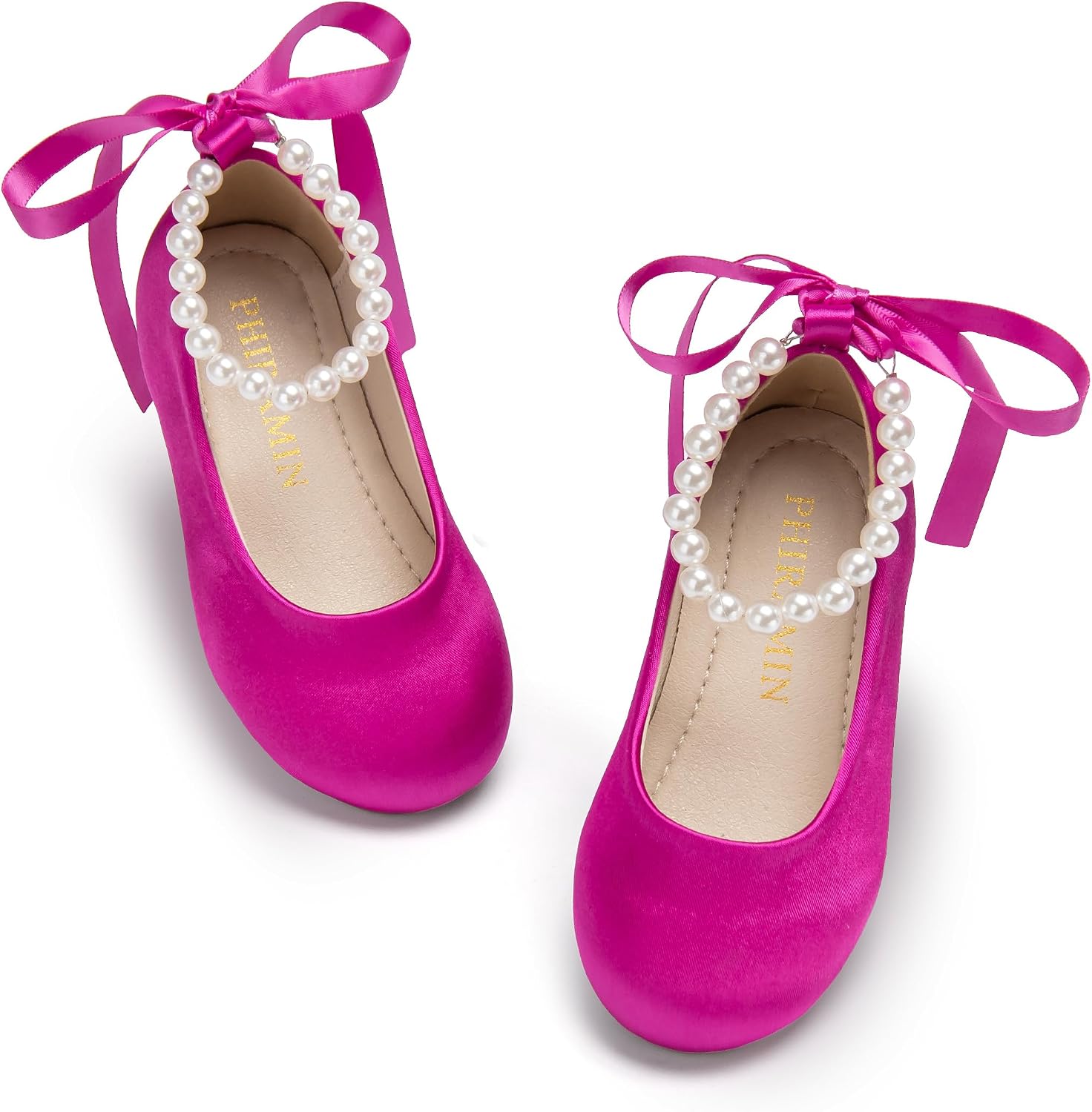 ZAPATOS PLANOS PHIRAMIN PARA NIÑA CON DISEÑO FLORAL Y CORREA DE PERLAS ROSA INTENSO - 1