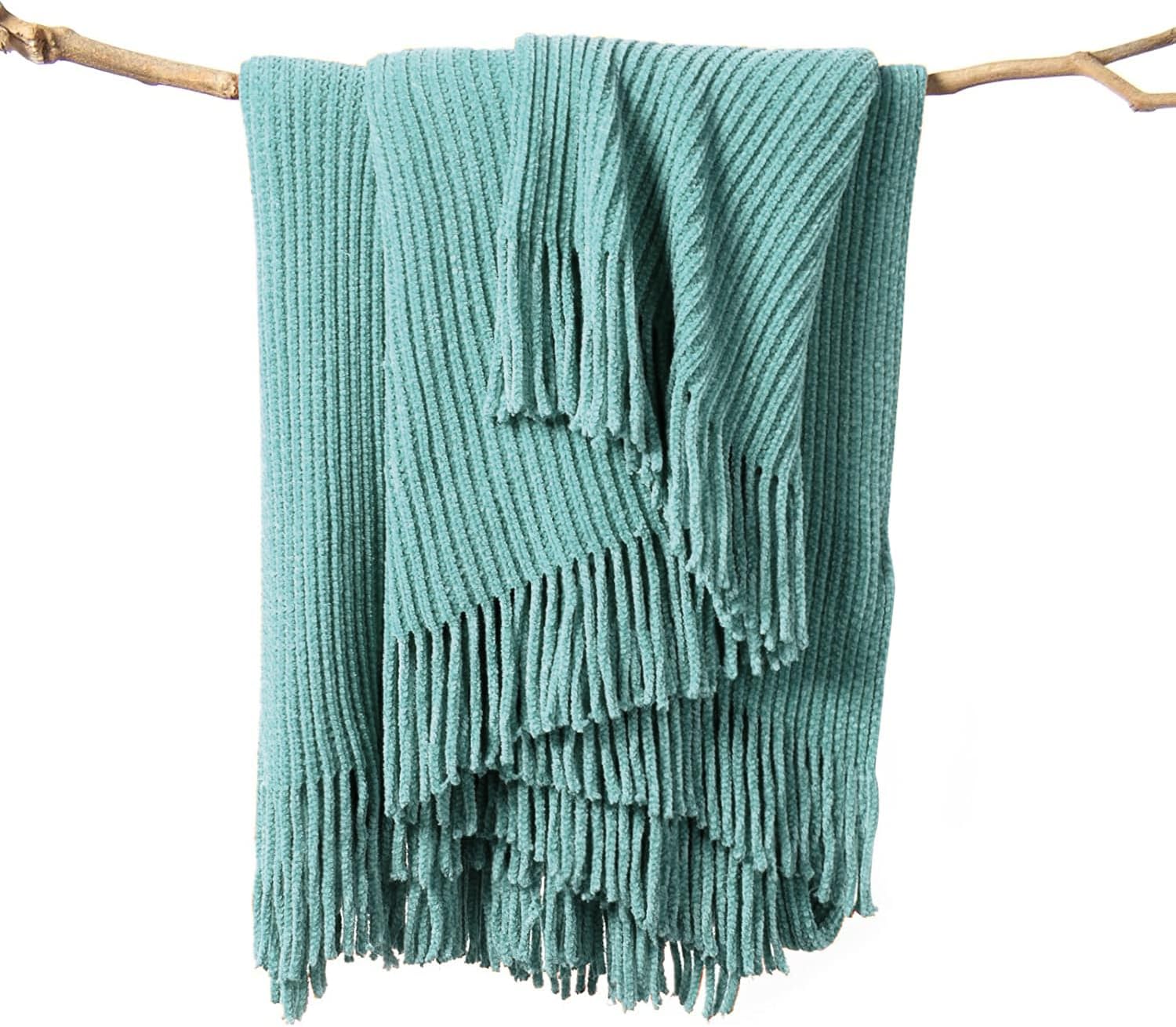 MANTA LIFEIN CHENILLE TEJIDA AQUA 60X80 PULGADAS - 1
