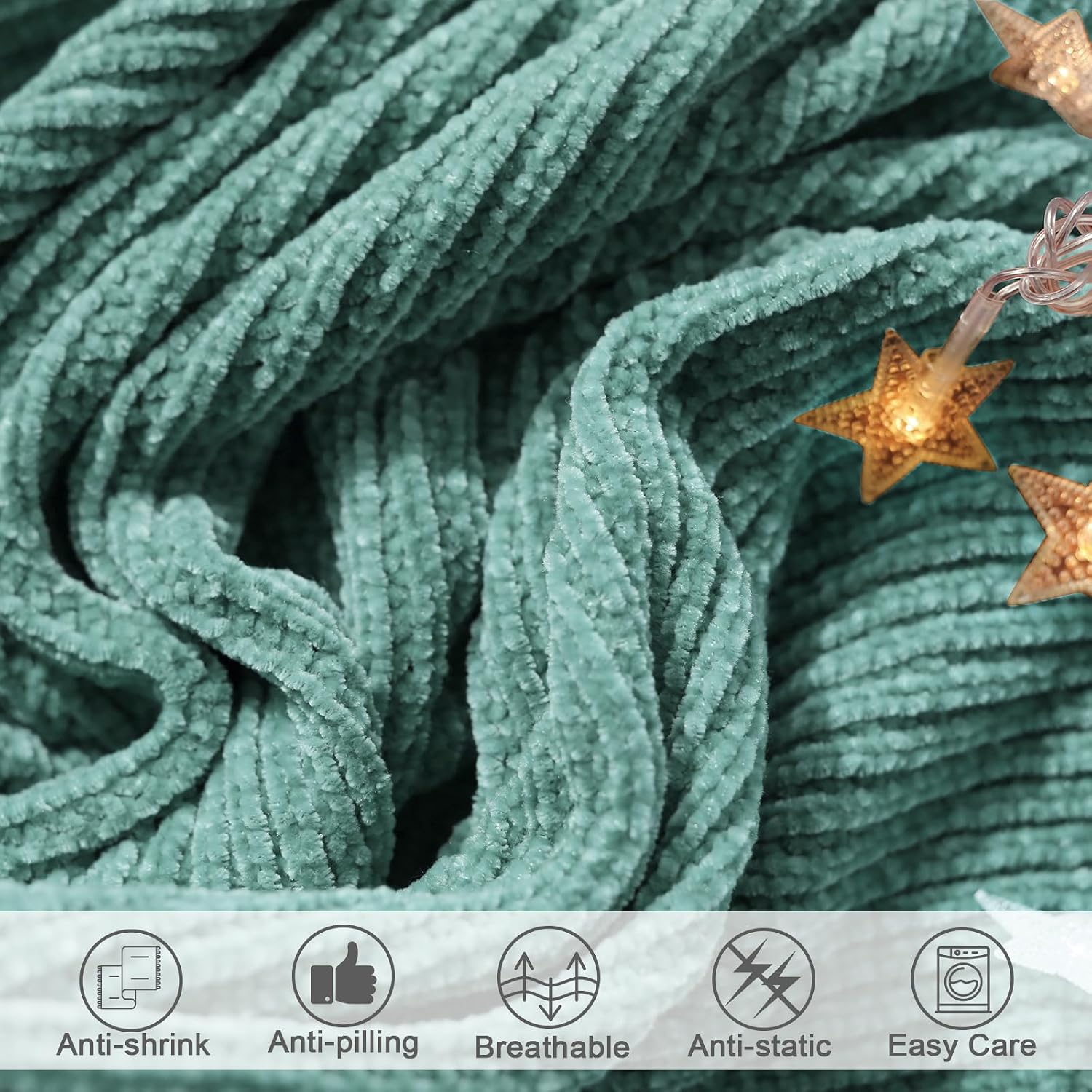 MANTA LIFEIN CHENILLE TEJIDA AQUA 60X80 PULGADAS - 5