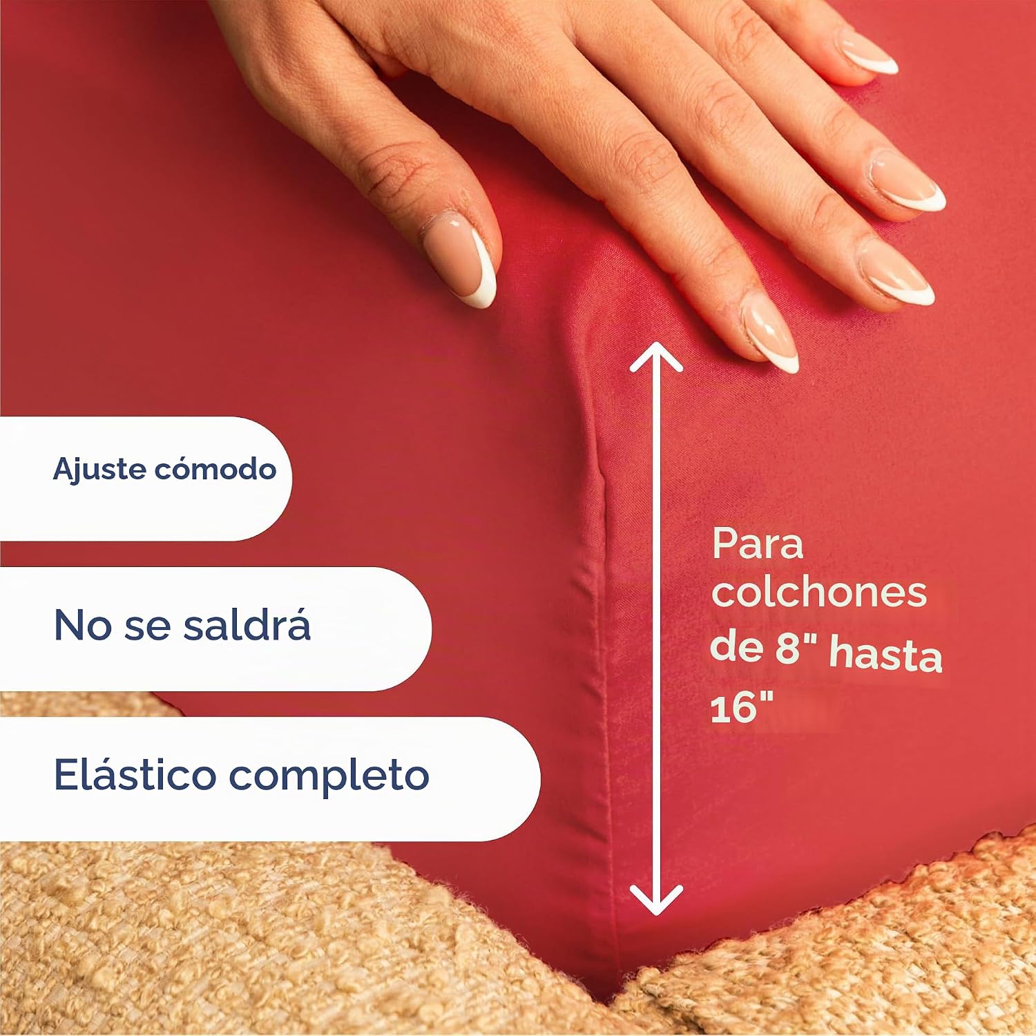 JUEGO DE SÁBANAS QUEEN SIZE 4 PIEZAS MICROFIBRA ROJO - 3