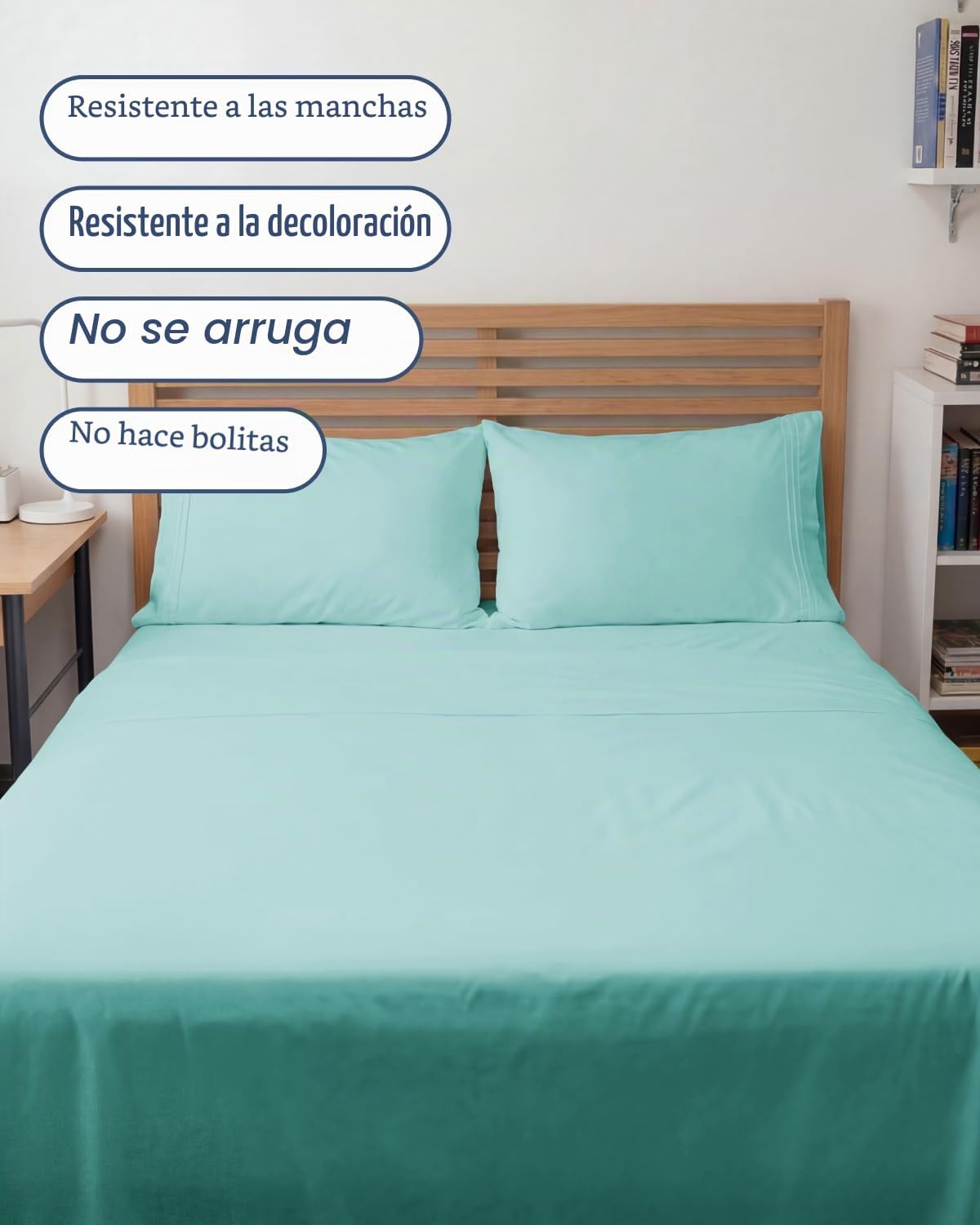 JUEGO DE SÁBANAS FULL XL 4 PIEZAS CGK UNLIMITED AZUL SPA - 5