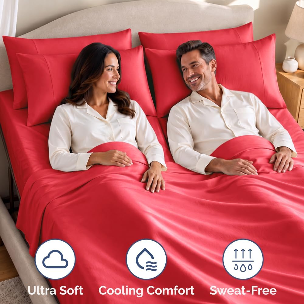 JUEGO DE SÁBANAS SPLIT KING CGK UNLIMITED ROJO 4 PIEZAS - 5