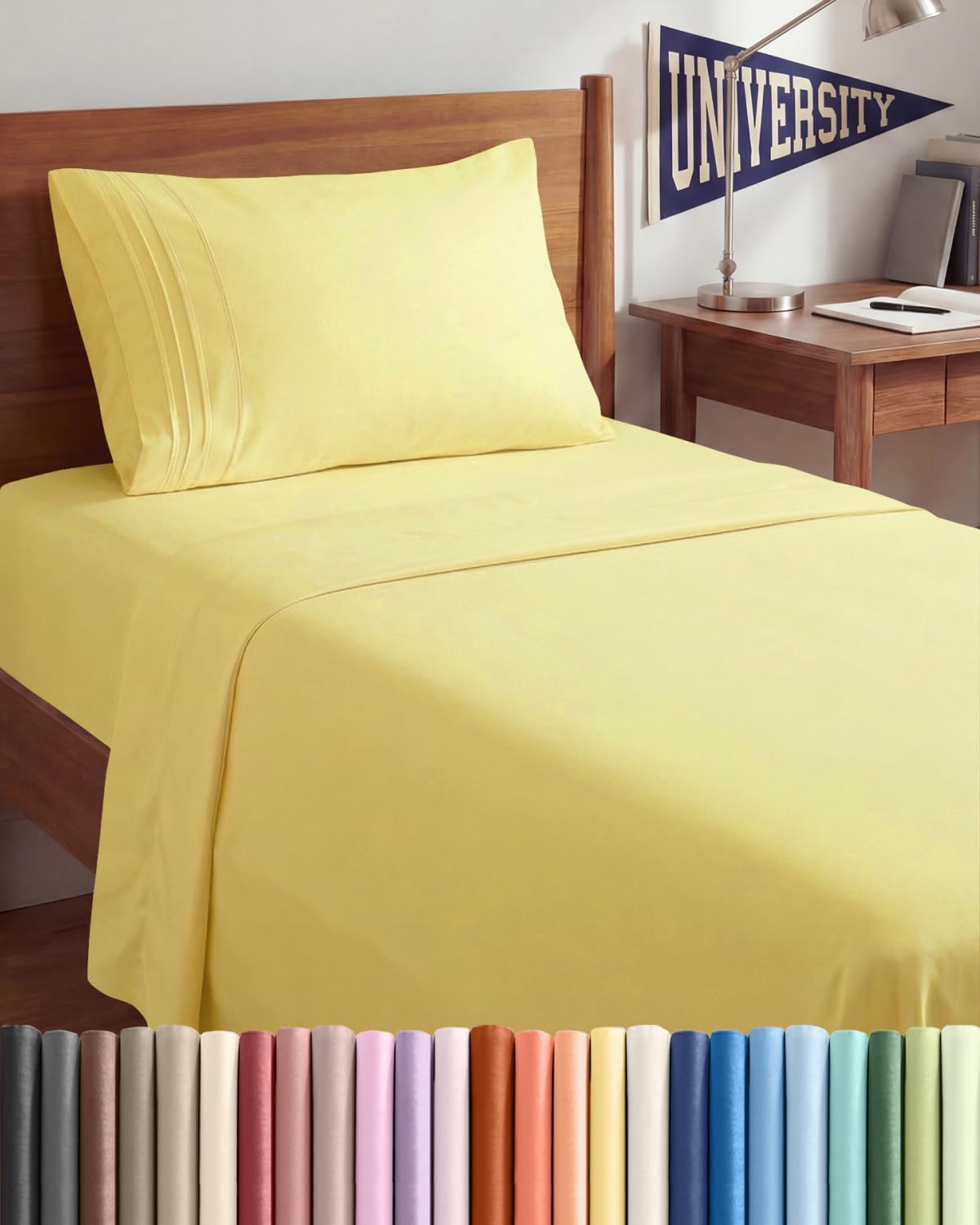 JUEGO DE SÁBANAS TWIN XL 3 PIEZAS CGK UNLIMITED AMARILLO - 1