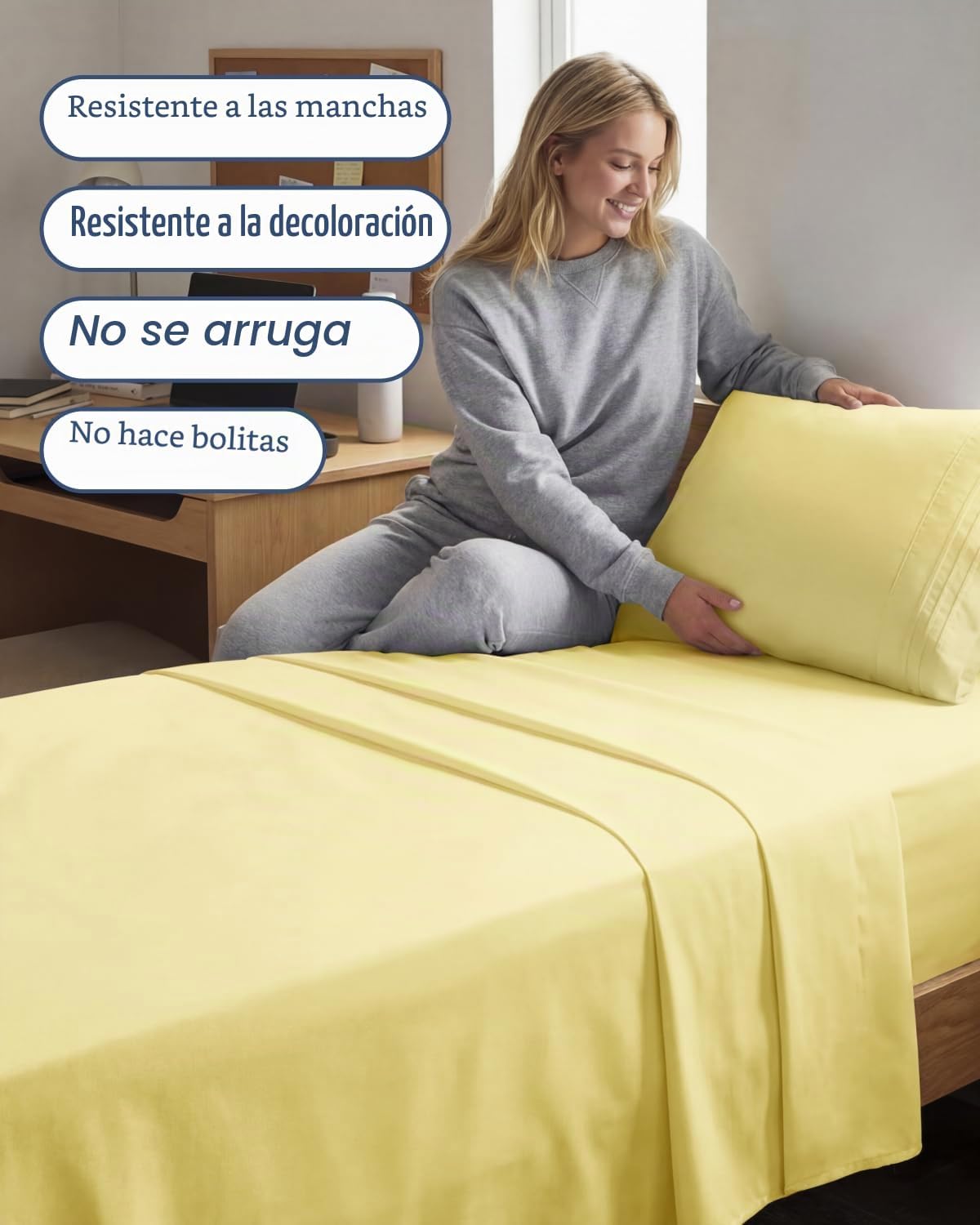 JUEGO DE SÁBANAS TWIN XL 3 PIEZAS CGK UNLIMITED AMARILLO - 5
