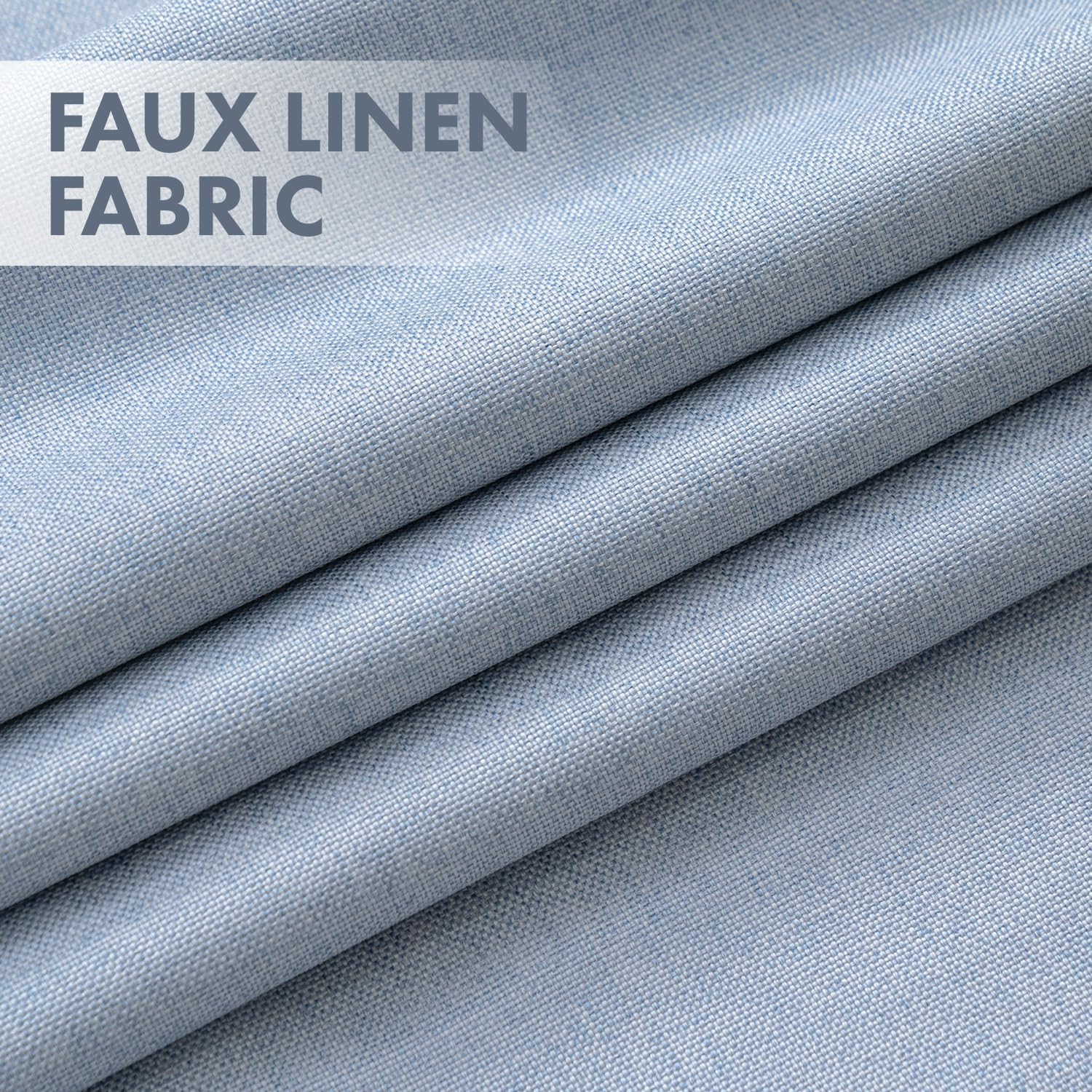 CORTINA DE TELA MIULEE 100% BLACKOUT LINO AZUL CLARO 40 X 108 PULGADAS - 3