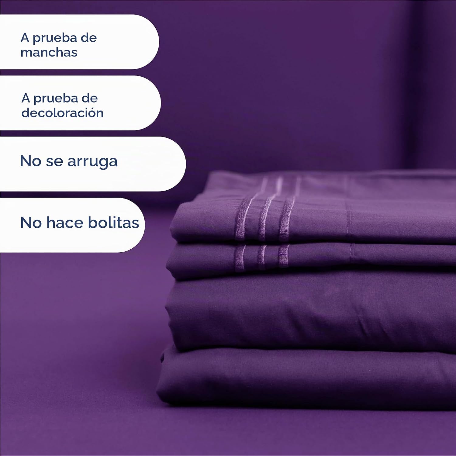 JUEGO DE SÁBANAS KING SIZE 4 PIEZAS CGK UNLIMITED MICROFIBRA PÚRPURA - 5