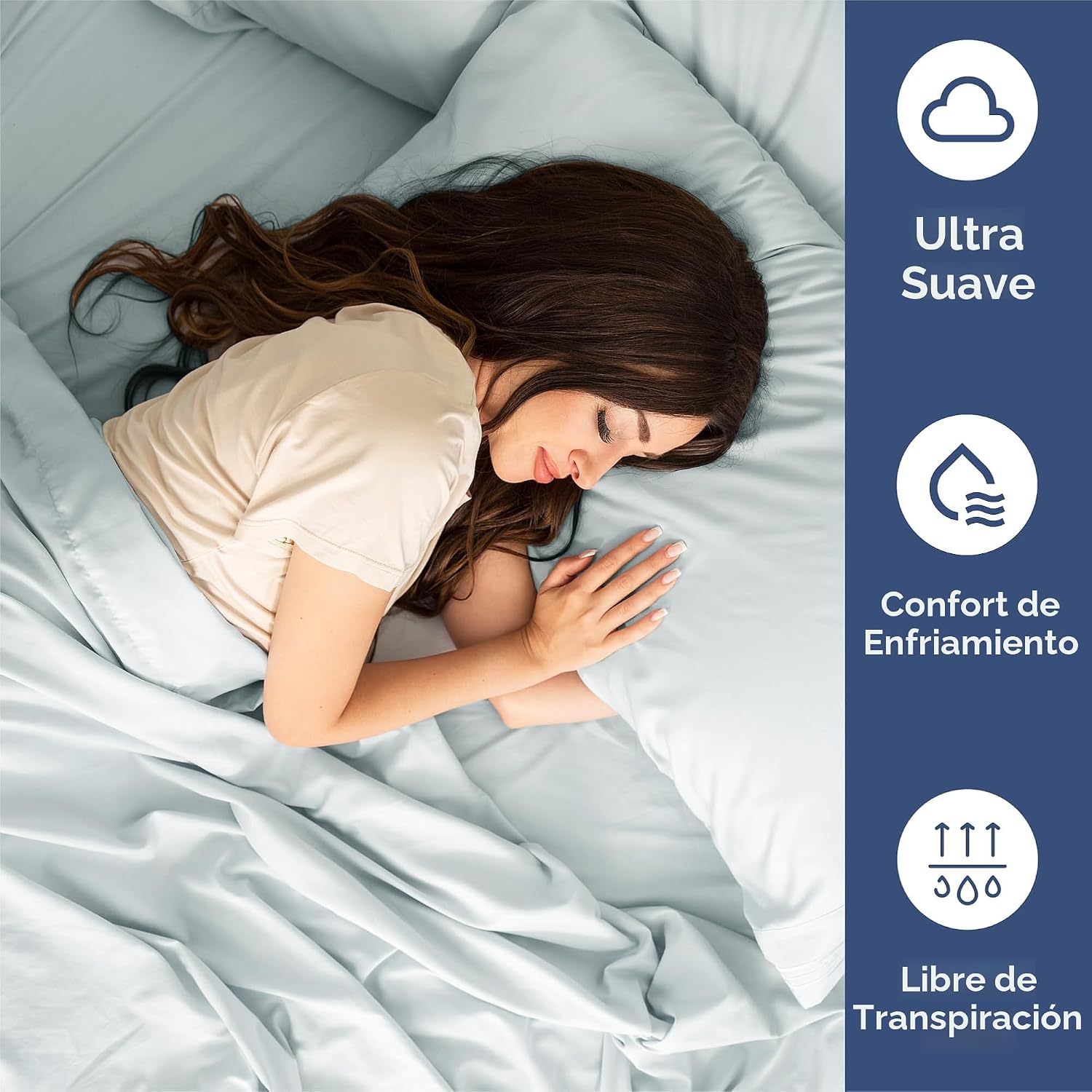 JUEGO DE SÁBANAS KING SIZE 4 PIEZAS MICROFIBRA AZUL HIELO - 4