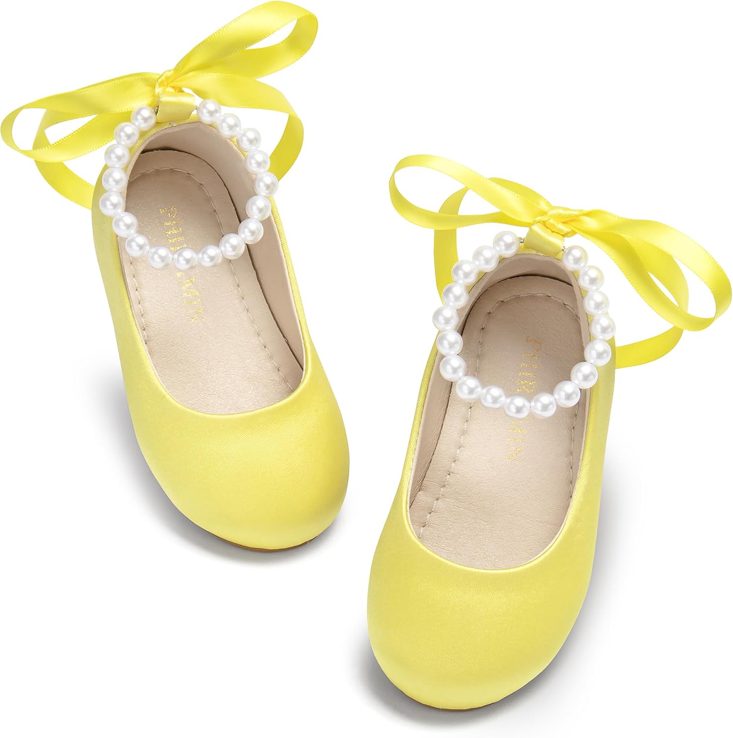 ZAPATOS PLANOS PHIRAMIN PARA NIÑA FLORES CORREA PERLAS AMARILLO - 1