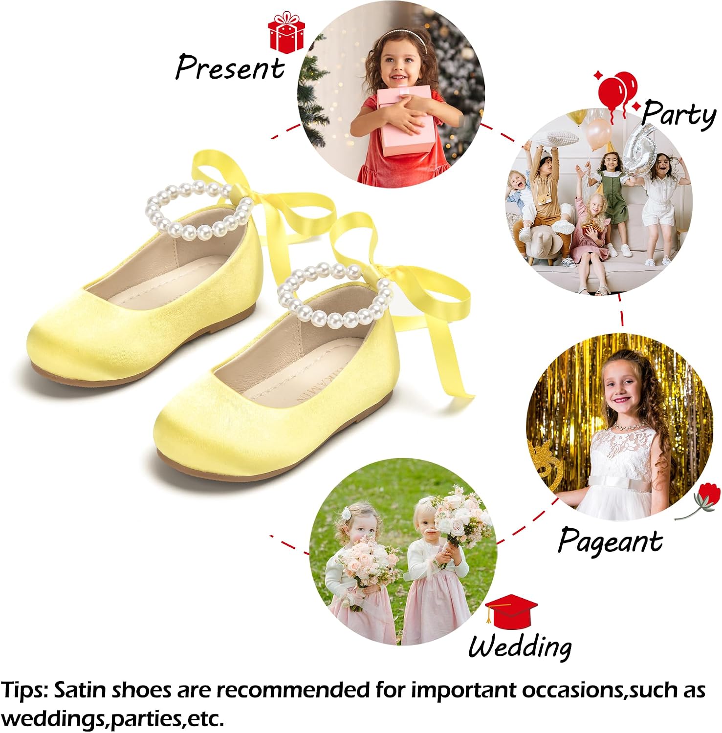 ZAPATOS PLANOS PHIRAMIN PARA NIÑA FLORES CORREA PERLAS AMARILLO - 4
