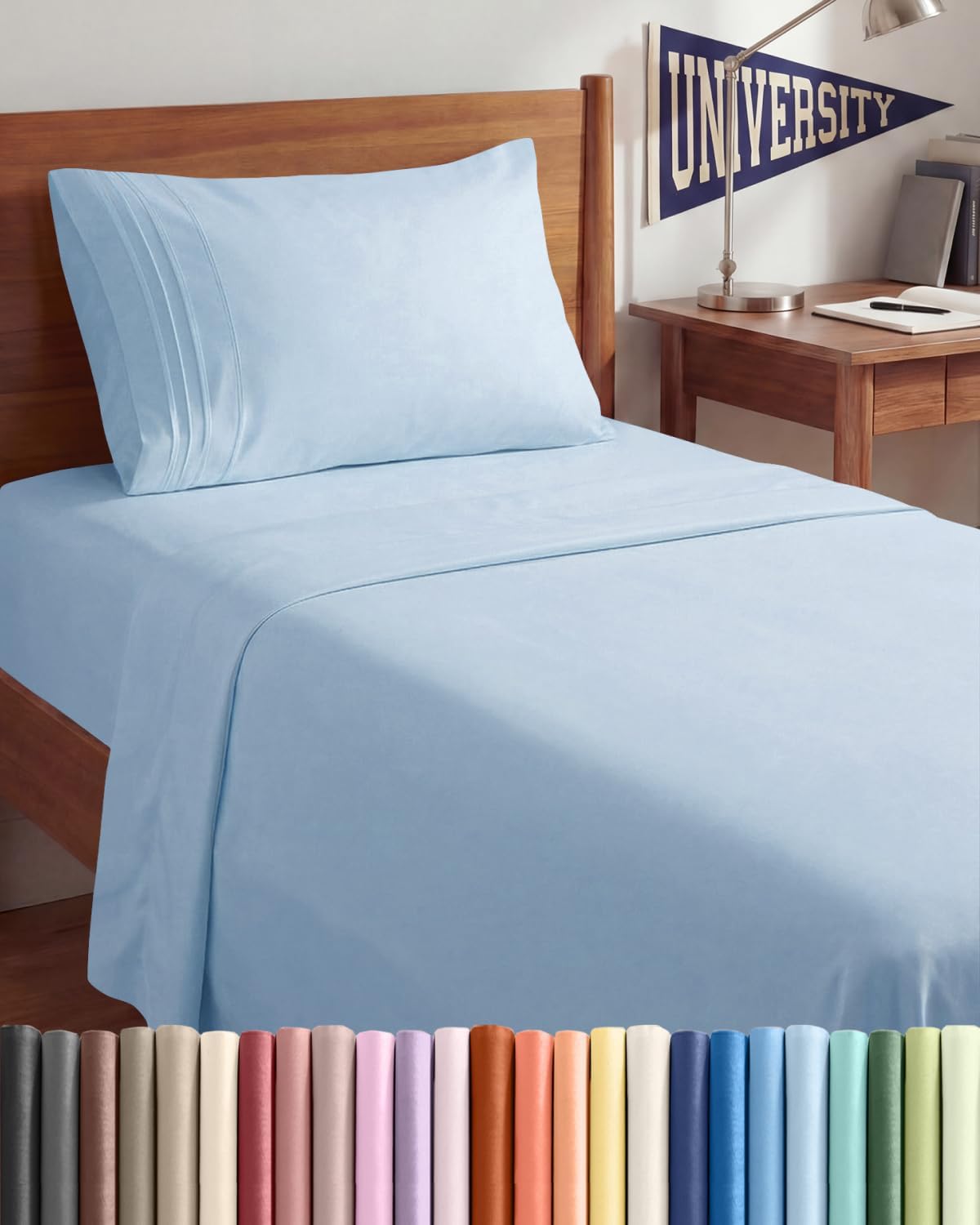 JUEGO DE SÁBANAS TWIN XL 3 PIEZAS CGK UNLIMITED AZUL CIELO - 1