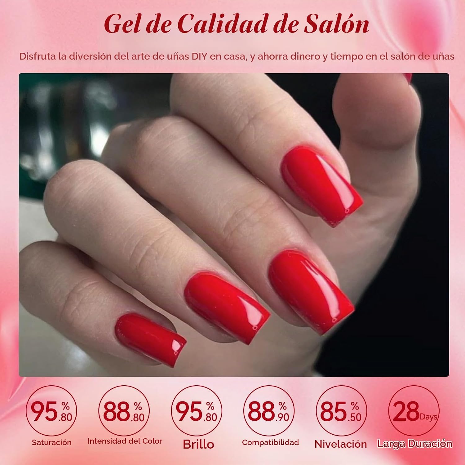 ESMALTE DE UÑAS GEL BORN PRETTY ROJO OSCURO BURDEO SET 6 BOTELLAS 7ML - 4