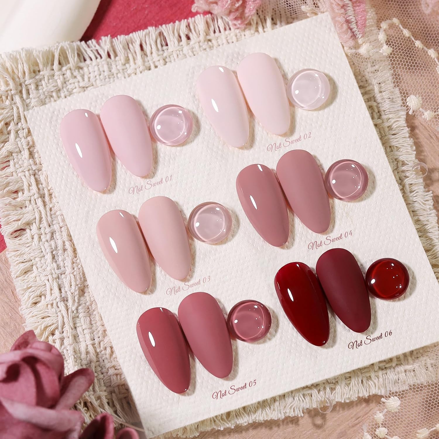 BORN PRETTY ESMALTE GEL NUDE PINK A WINE RED SET 6 BOTELLAS 7ML - 2