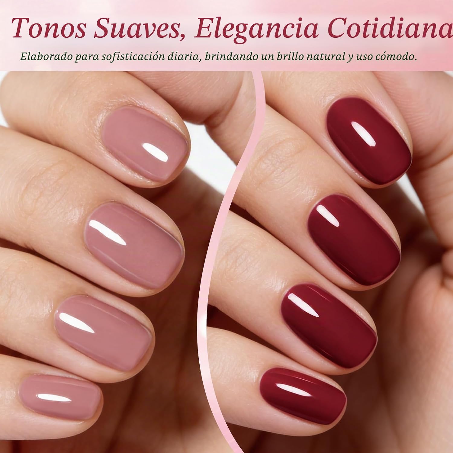 BORN PRETTY ESMALTE GEL NUDE PINK A WINE RED SET 6 BOTELLAS 7ML - 5