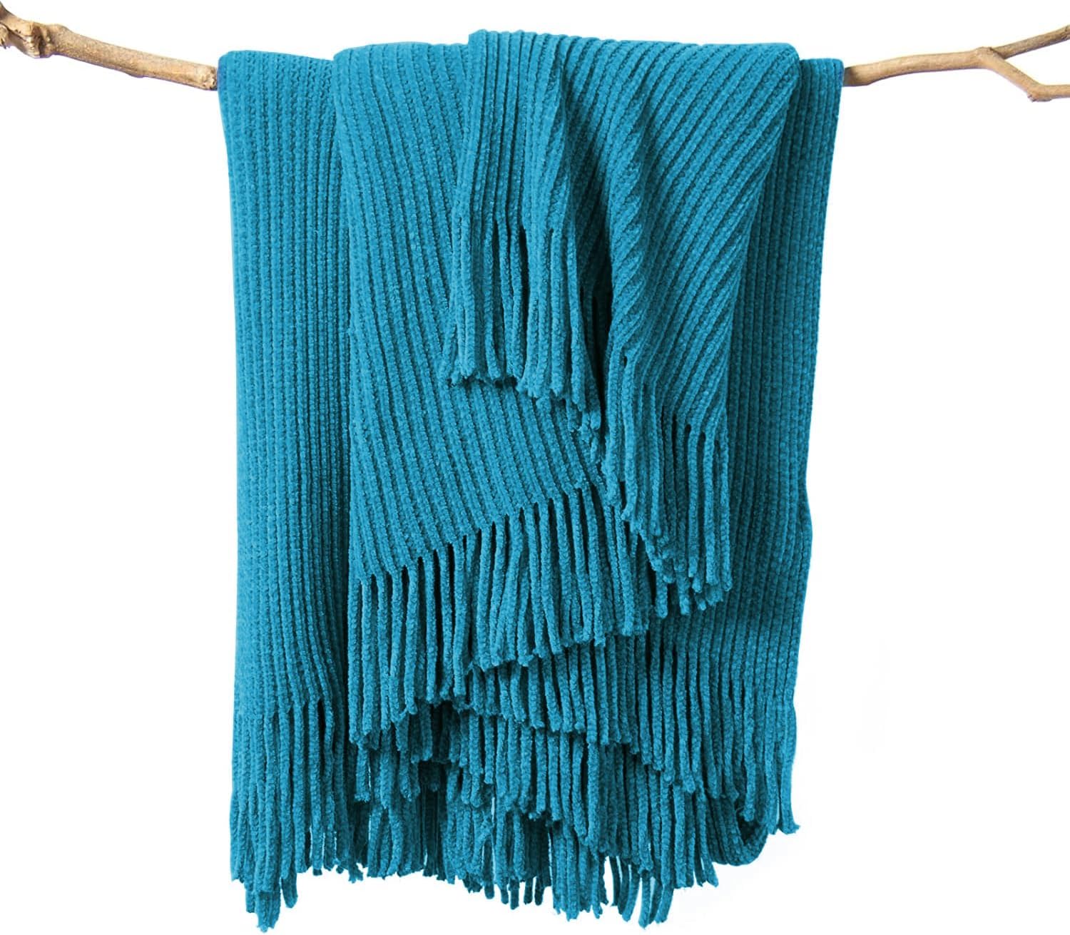 MANTA LIFEIN CHENILLE TEJIDA 60X80 TEAL - 1