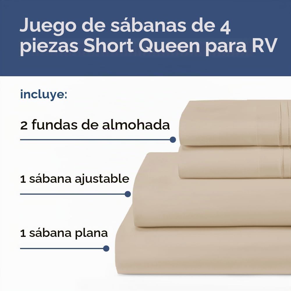 JUEGO DE SÁBANAS SHORT QUEEN 4 PIEZAS CGK UNLIMITED CREMA - 2