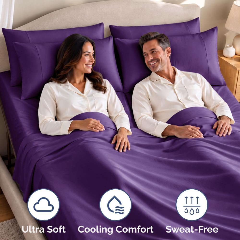 JUEGO DE SÁBANAS SPLIT KING CGK UNLIMITED MORADO 4 PIEZAS - 5