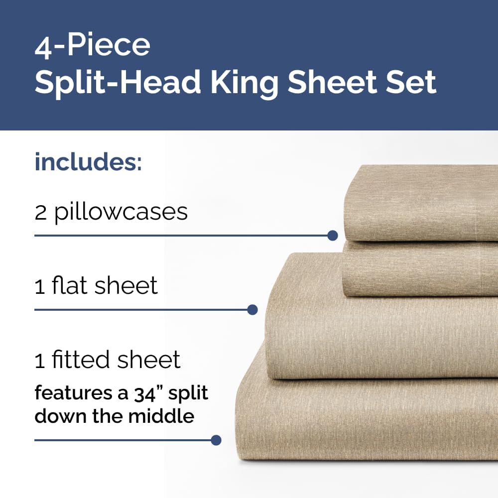 JUEGO DE SÁBANAS SPLIT KING CGK UNLIMITED 4 PIEZAS BEIGE - 3