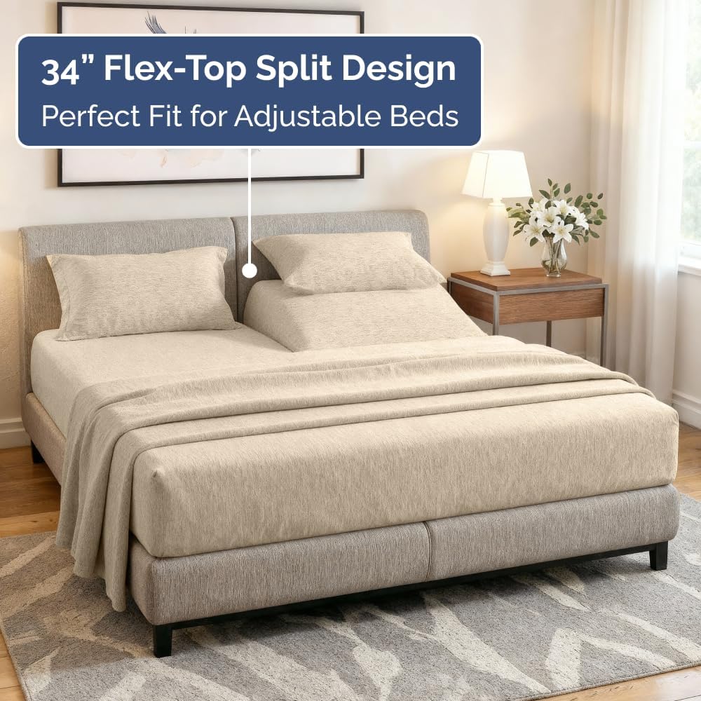 JUEGO DE SÁBANAS SPLIT KING CGK UNLIMITED 4 PIEZAS BEIGE - 4