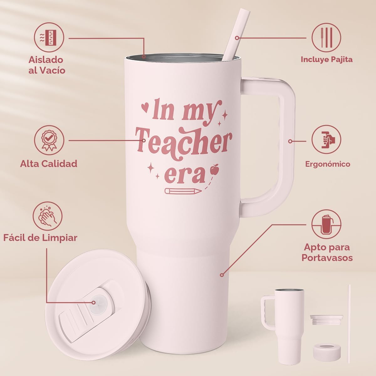 VASO TÉRMICO SANDJEST ACERO INOXIDABLE CON ASA 40 OZ - 2