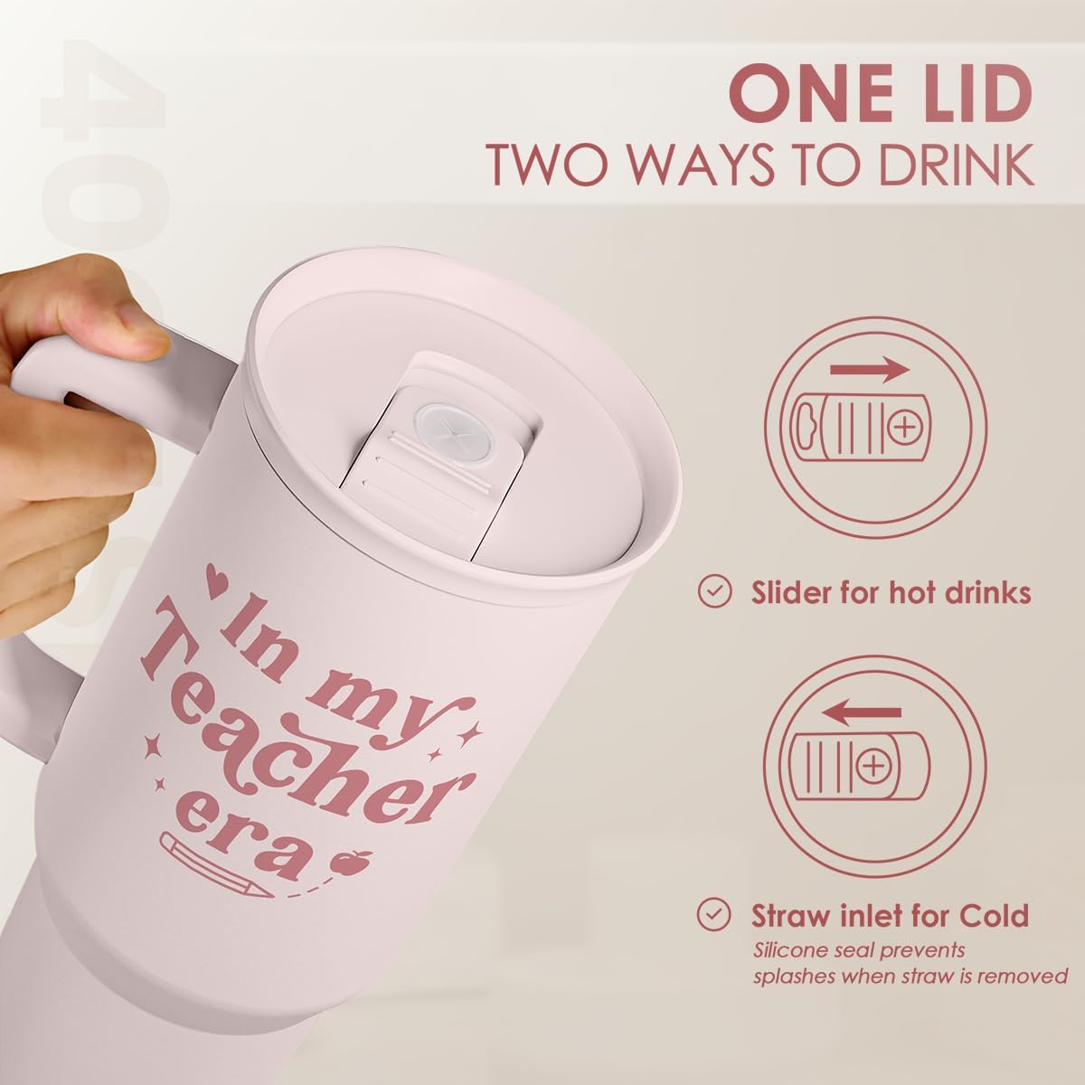 VASO TÉRMICO SANDJEST ACERO INOXIDABLE CON ASA 40 OZ - 4