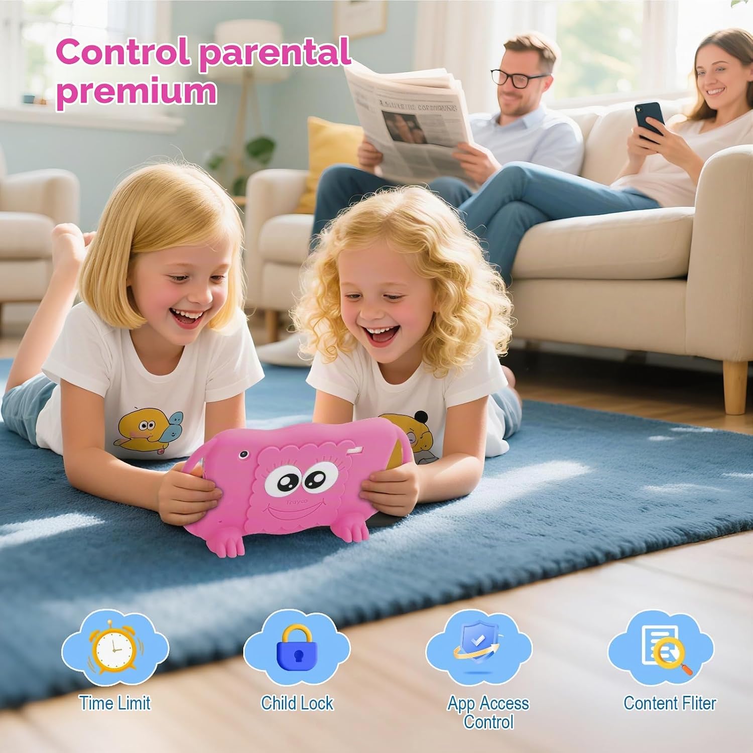 TABLET TRAYOO KIDS 7 PULGADAS 32GB PARA NIÑOS 3-12 AÑOS ROSA - 4