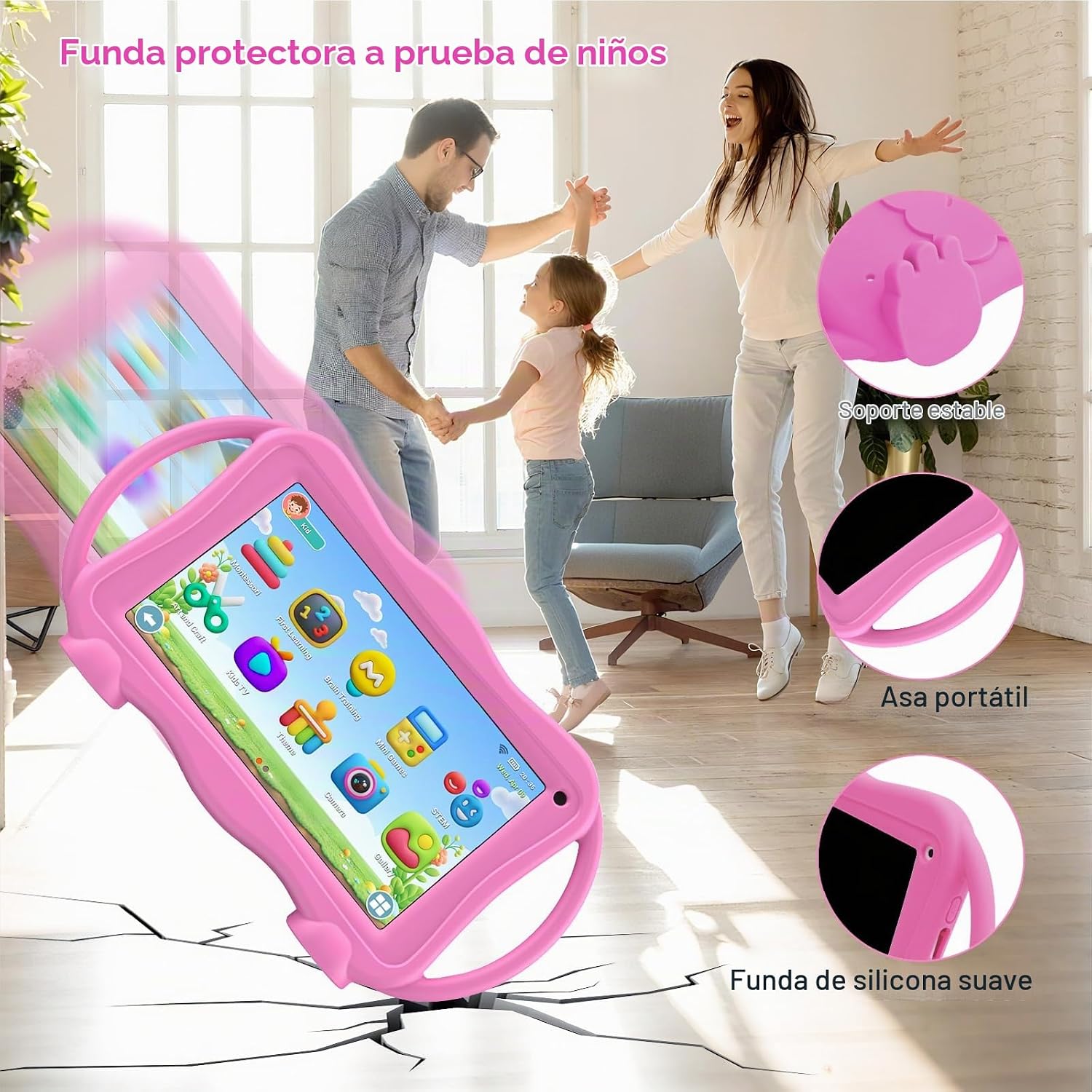 TABLET TRAYOO KIDS 7 PULGADAS 32GB PARA NIÑOS 3-12 AÑOS ROSA - 5