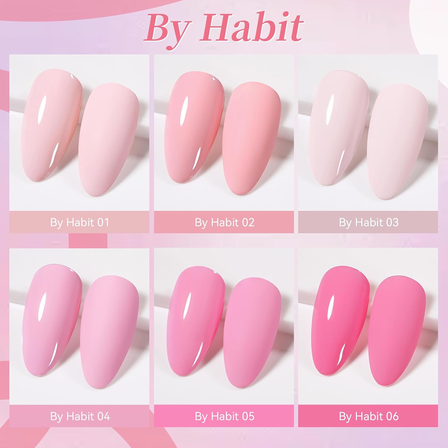 ESMALTE GEL BORN PRETTY ROSA BEBÉ NUDE SET 6 BOTELLAS 7ML - 3