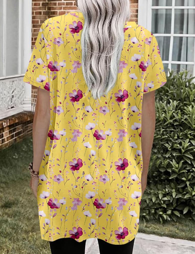 BLUSA POETSKY TUNIC CUELLO V MANGA CORTA AMARILLO FLORAL - 2