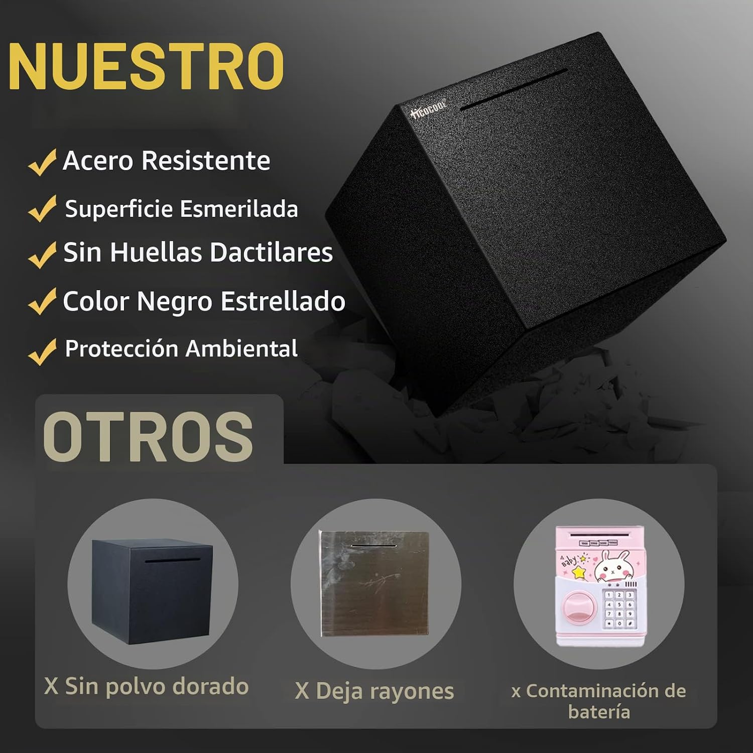 ALCANCÍA HICOCOOL ACERO INOXIDABLE NEGRO 7.9 PULGADAS - 4