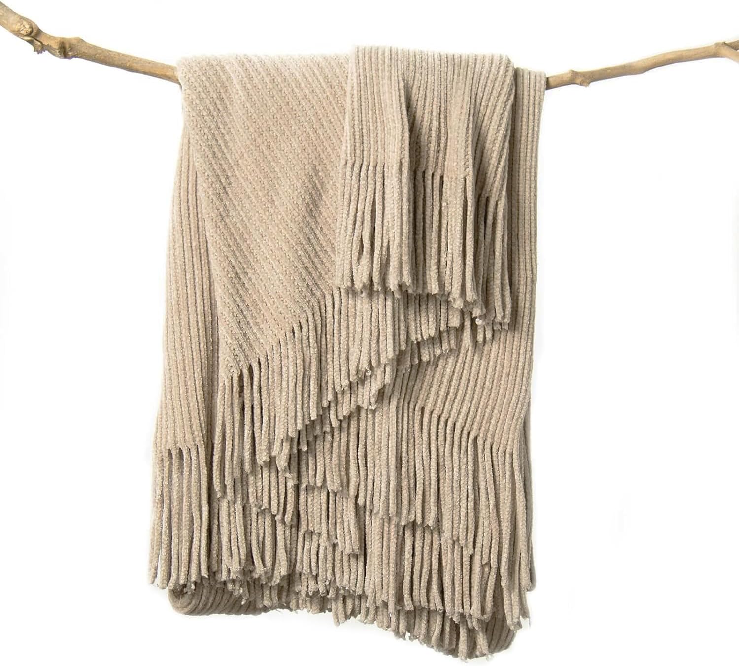 MANTA LIFEIN CHENILLE BEIGE 60 X 80 PULGADAS - 1