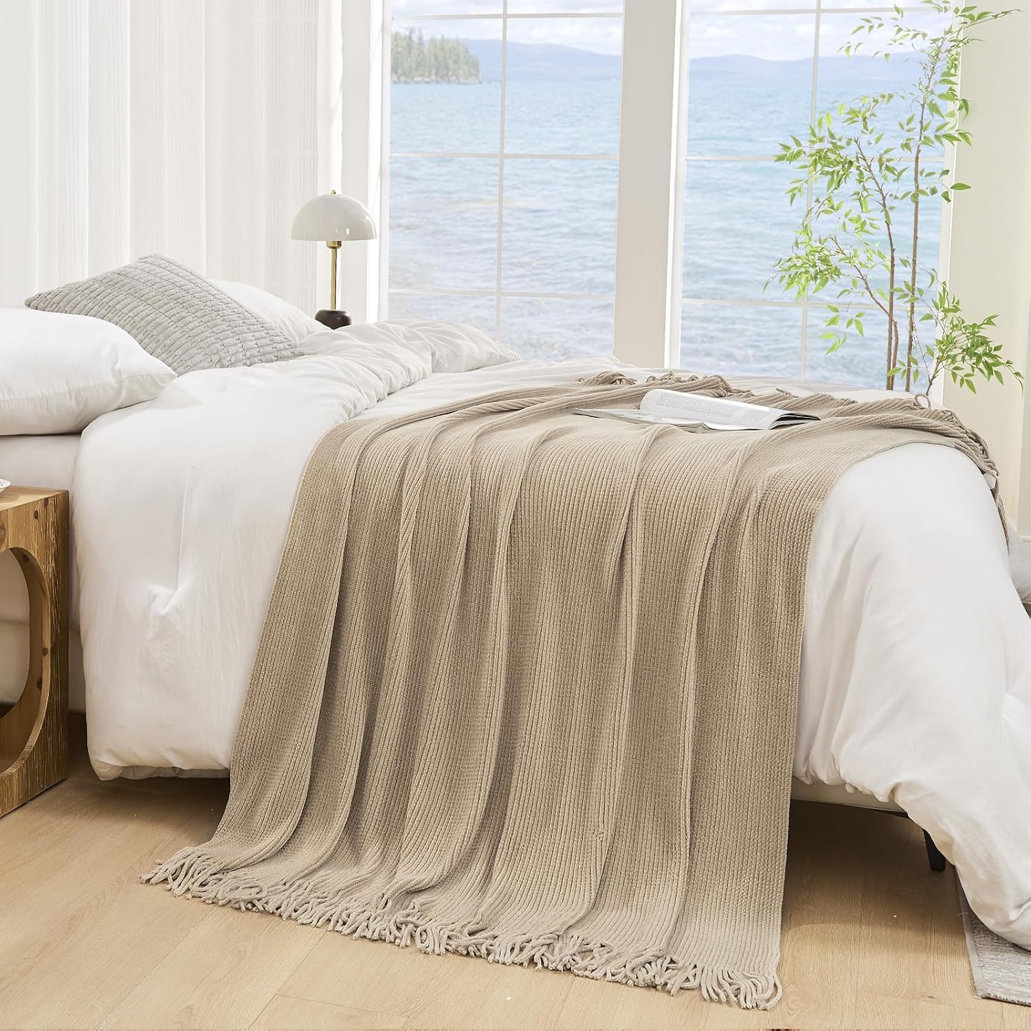 MANTA LIFEIN CHENILLE BEIGE 60 X 80 PULGADAS - 2
