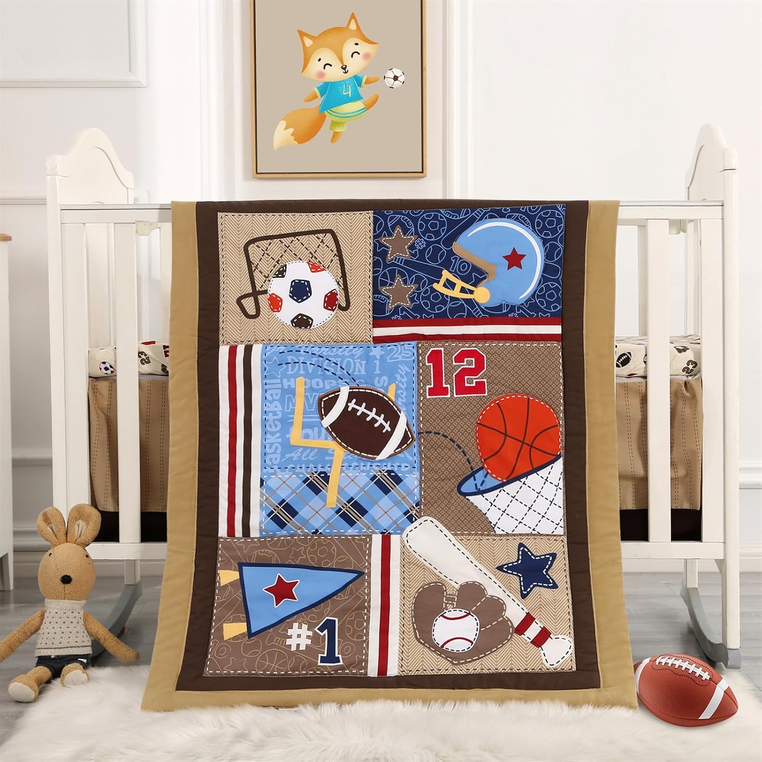 SET DE CAMA MINI CUNA 3 PIEZAS WOWELIFE DEPORTES MARRÓN - 1