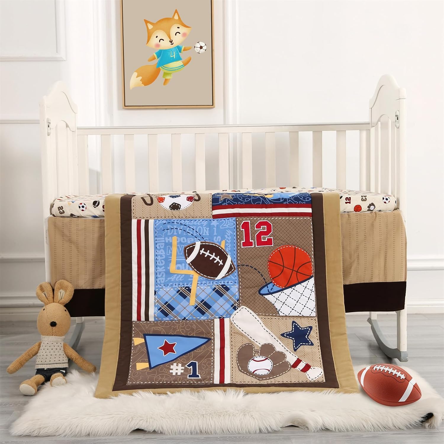 SET DE CAMA MINI CUNA 3 PIEZAS WOWELIFE DEPORTES MARRÓN - 2
